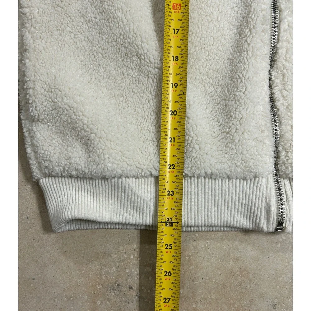 Forever 21 Cream‎ Sherpa Bomber Jacket Full Zip Small S Cozy Warm